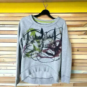 Proenza Schouler Neiman Marcus Target S Grey Graffiti Pullover Crew Sweatshirt